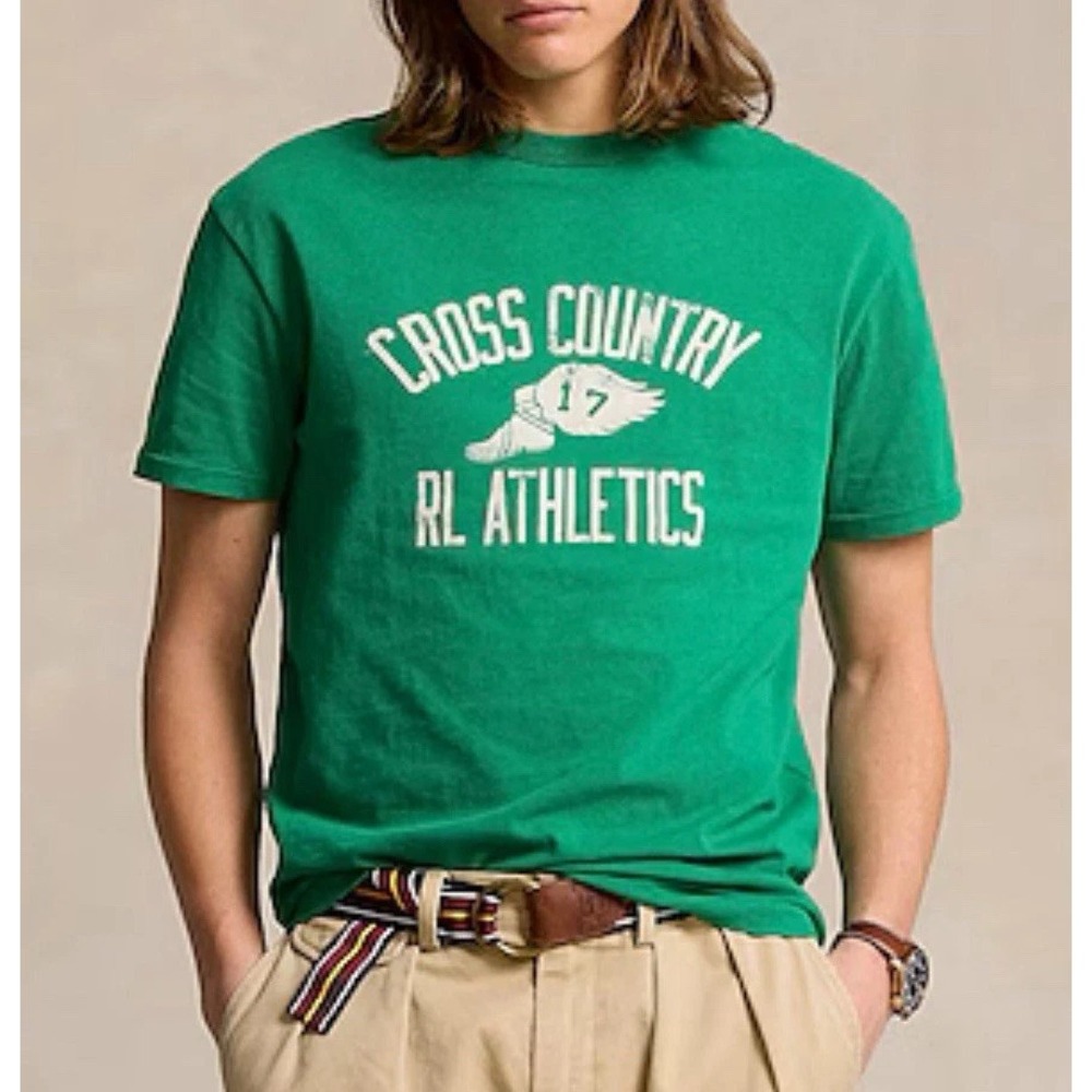 Polo Ralph‎ Lauren CROSS COUNTRY RL ATHLETICS T Shirt Men 3XB Green Winged Foot
